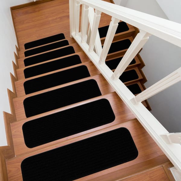 Rubber Stair Treads Non-Slip Step Mats for Stairs, Stairway Grips Strips  Runner, Reusable Staircase Step Carpet Treads for Wood Stairs, Black  (8X30, Set of 4): : Tools & Home Improvement