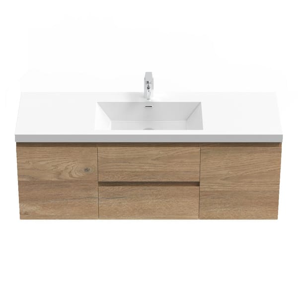 Newport 58.7 in. W x 19.5 in. D x 20.5 in. H Single Sink Bath Vanity in Oak with White Resin Top