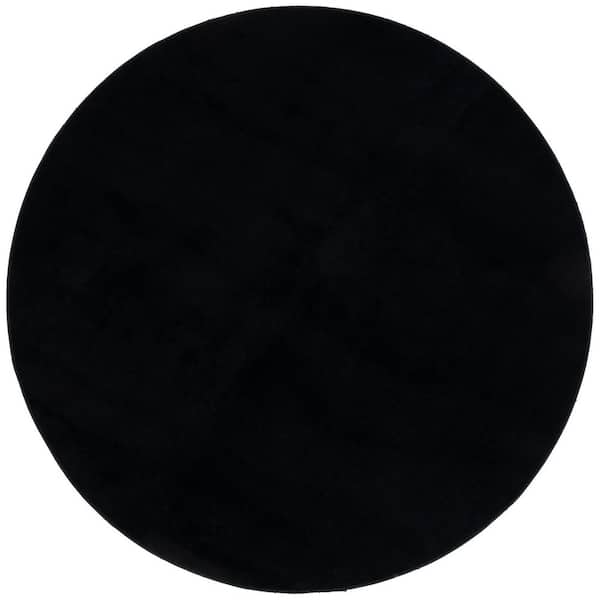 SAFAVIEH Loft Black 6 ft. x 6 ft. Machine Washable Modern Solid Round Area Rug