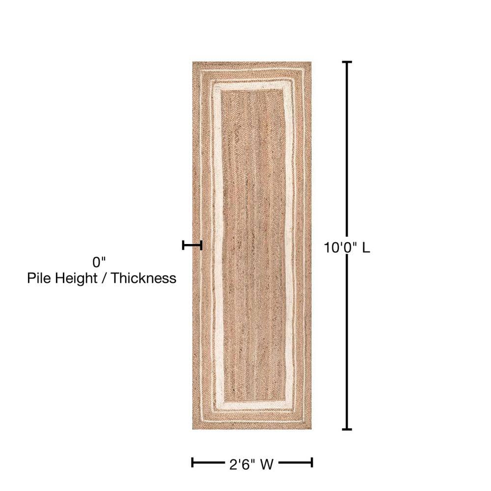Coastal Elegance Off-White Braided Jute 2' 6" x 10' Runner Rug