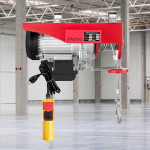 Electric Hoist 1100 lbs. Steel Electric Lift Winch 110-Volt with Remote Control and Slings for Factories Warehouses