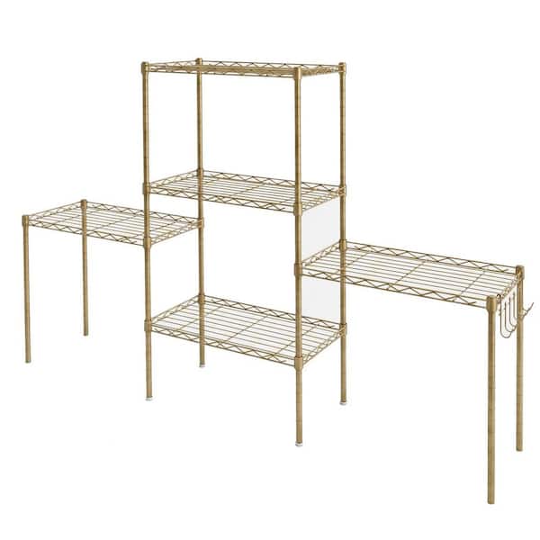 Metal Wire 5-Shelf Adjustable Shelving Unit in Gold (29 in. W x 59.1 in. H x 13.5 in. D)