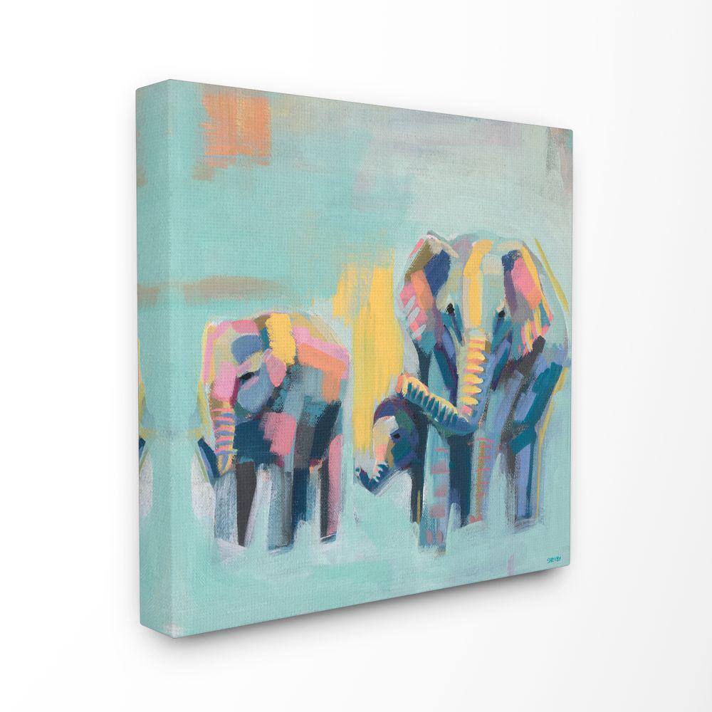 Stupell Industries 24 In. X 24 In. "Colorful Abstract Elephant Family ...