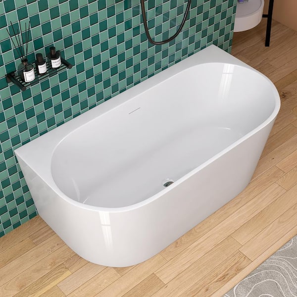 NTQ 59 in. x 29.5 in. Acrylic Flatbottom Soaking Tub Freestanding
