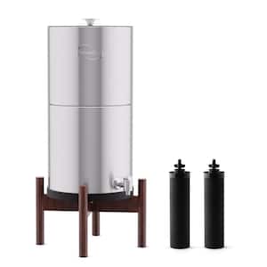 Gravity-Fed Countertop Water Filter System, Dark Wood Base, 3.17 Gal. Chlorine Reduction, Portable