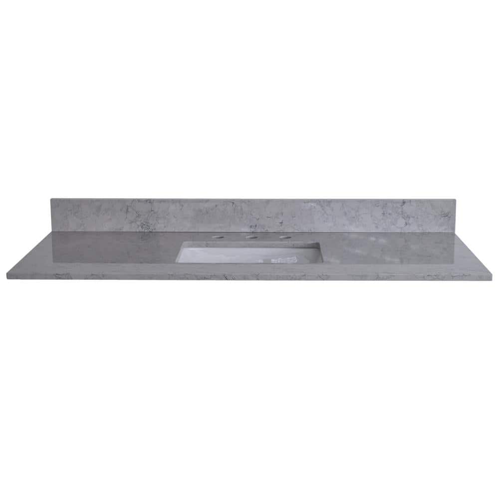 43 in. W x 22 in. D Engineered Stone Composite Vanity Top in Gray with Whit