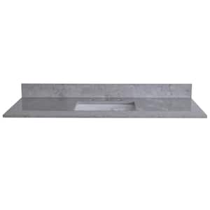 43 in. W x 22 in. D Engineered Stone Composite Vanity Top in Gray with White Rectangular Single Sink - 3 Hole