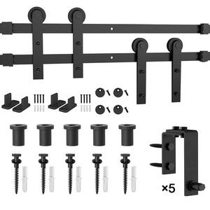 SEGAWE 1/2 Door Sliding Barn Door Hardware Kit – 6.6 Or 12 FT Wood Track Rail, Black Steel, Smooth Operation