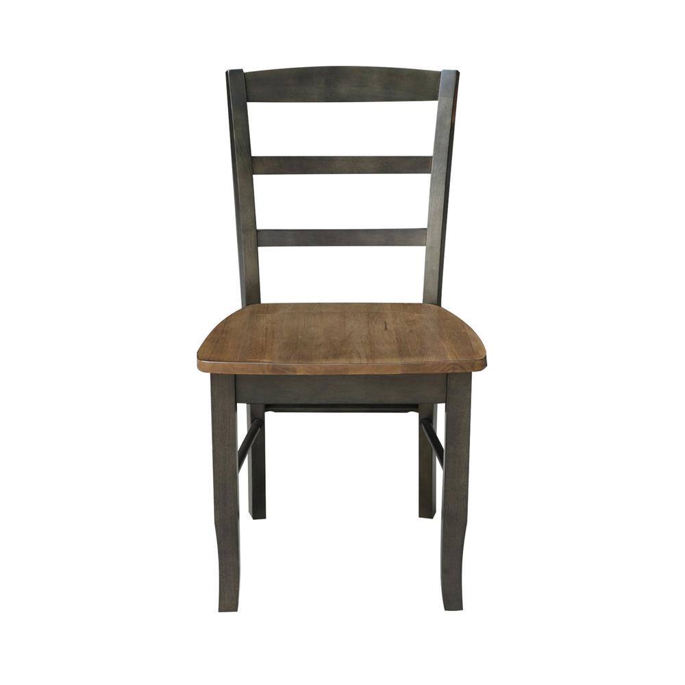 42" Hickory and Washed Coal Drop Leaf Dining Table Set with 4 Ladderback Chairs