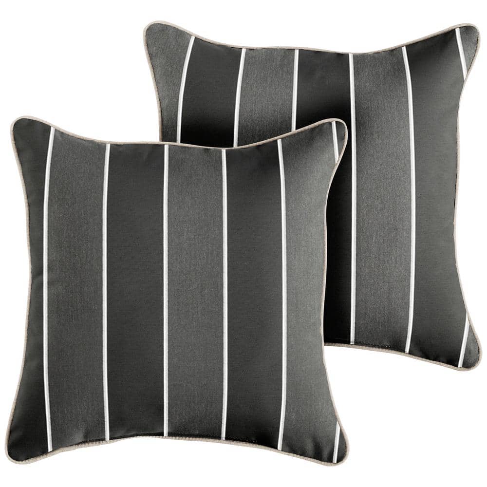 Sunbrella Peyton Granite Outdoor Corded Throw Pillows (2-Pack)