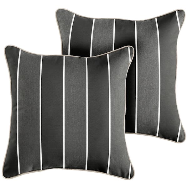 SORRA HOME Sunbrella Peyton Granite Outdoor Corded Throw Pillows (2-Pack)