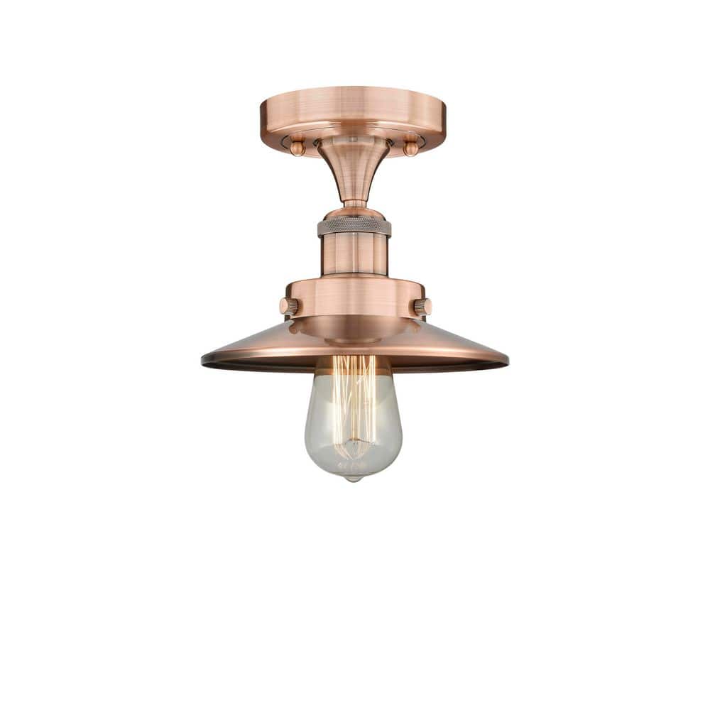 Edison 8 in. 1-Light Antique Copper Traditional Semi-Flush Mount price history on PriceWatchPro