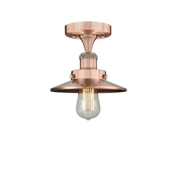Innovations Edison 8 in. 1-Light Antique Copper Traditional Semi-Flush Mount