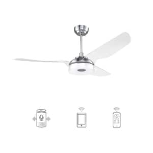 Finley 56 in. Dimmable LED Indoor/Outdoor Nickel Smart Ceiling Fan, Light and Remote, Works with Alexa/Google Home/Siri