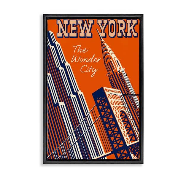 Stupell Industries New York The Wonder City by Marcus Jules Black Floater Frame Abstract Graphic Art Print 31 in. x 21 in.