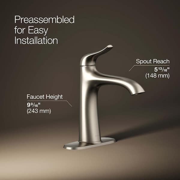 KOHLER Easmor Single-Handle Single Hole Bathroom Faucet in Vibrant Brushed Nickel