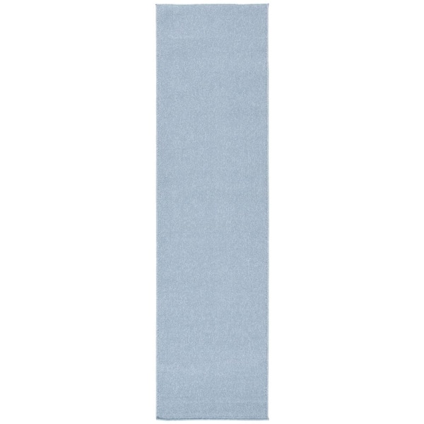 River 2 ft. x 8 ft. Blue Solid Marle Runner Rug
