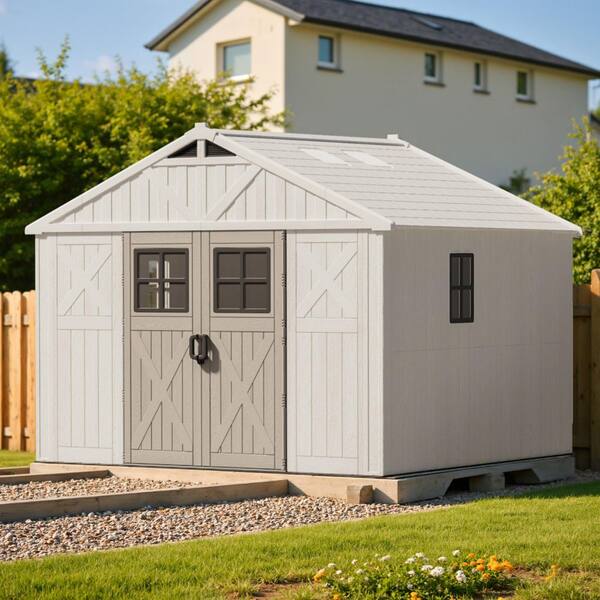 10 ft. W x 10 ft. D Outdoor Storage Resin Shed with Floor(100 sq. ft. )