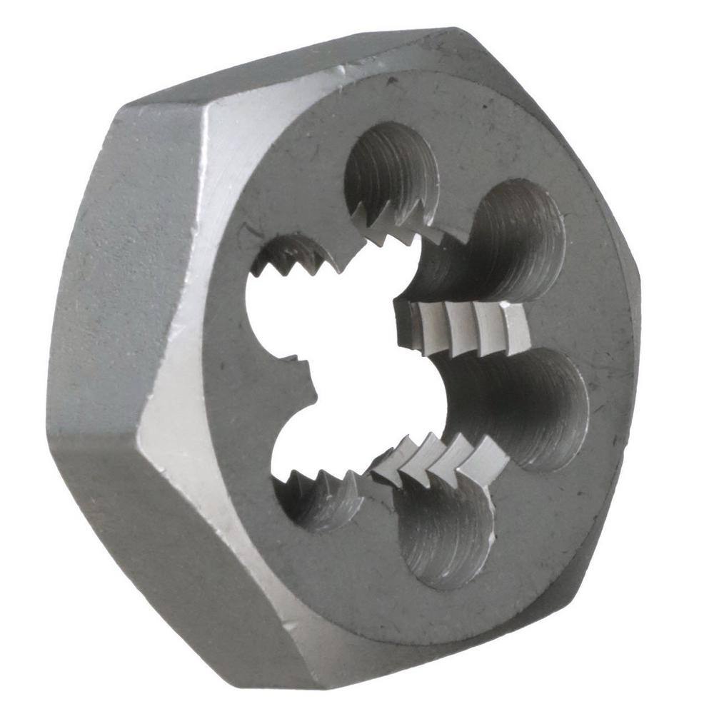 Uncoated Drillco 3360E Series Carbon Steel Hexagon Rethreading Die Bright Finish 1-7/16 Width M18 x 2 