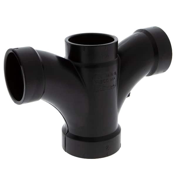 NIBCO 2 in. x 1-1/2 in. x 1-1/2 in. x 1-1/2 in. ABS DWV All Hub Double Fixture Sanitary Tee