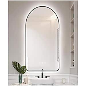 Rita 23.6 in.W x 39.5 in. H Arched LED Metal Framed Wall Mounted Bathroom Vanity Mirror in Black