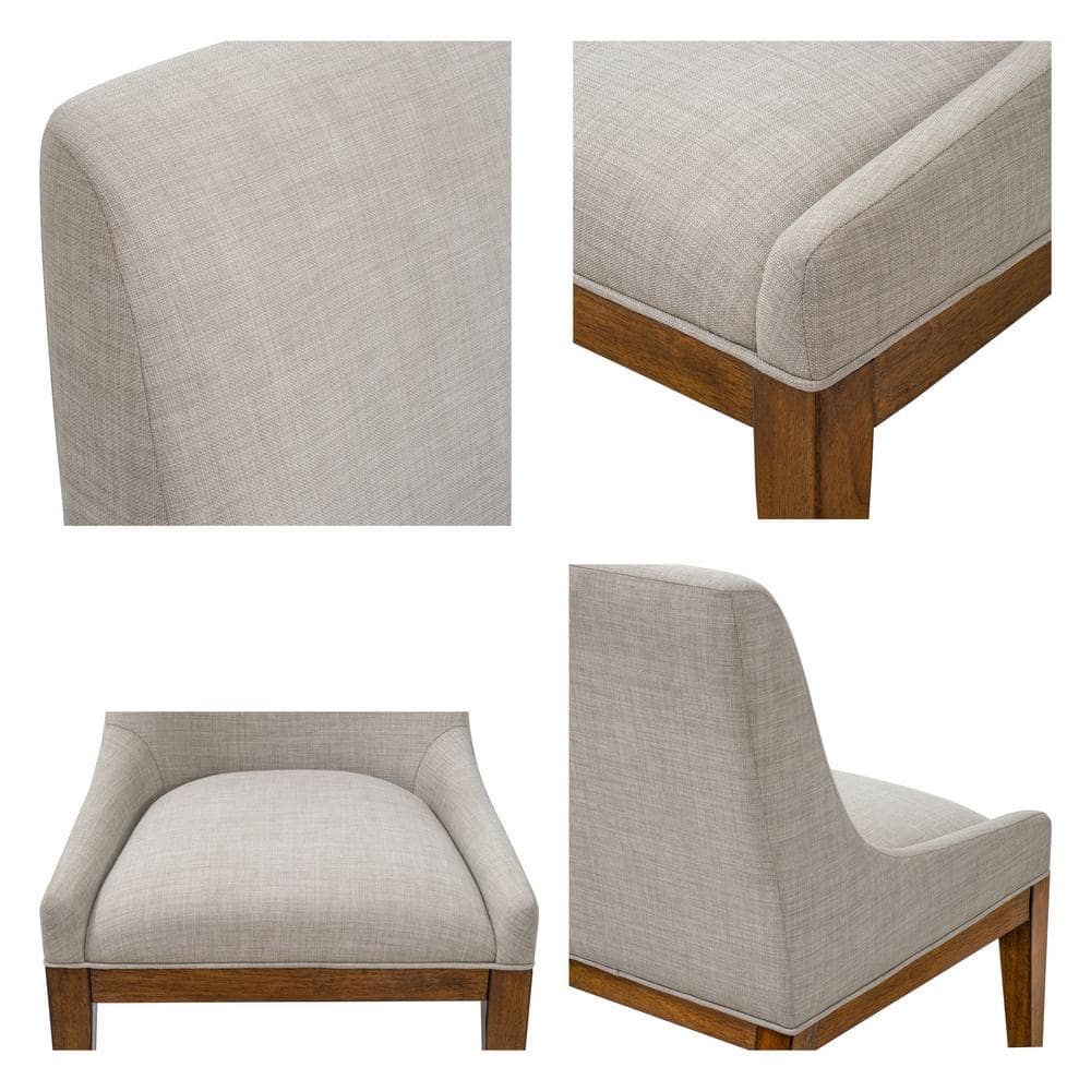 Set of 2 Gray Upholstered Wood Side Chairs