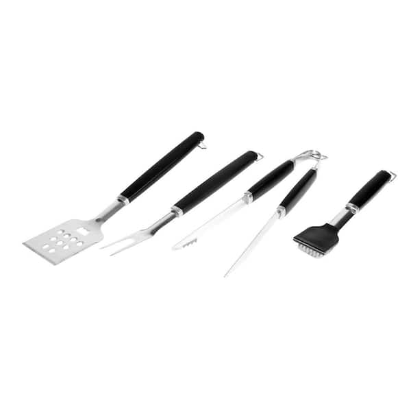 Charcoal Companion Perfect Chef 4-Piece BBQ Grill Tool Set with Black Handle