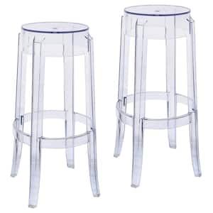Averill 29.5 in. Clear Backless Plastic Bar Stool with Plastic Seat Set of 2