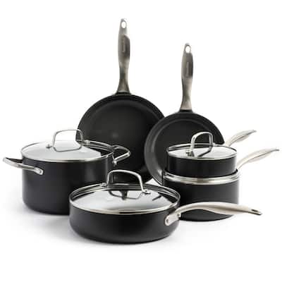 NutriChef Lines Pattern 11-Piece Reinforced Forged Aluminum Non-Stick  Cookware Set in Red NCCW11RDL - The Home Depot