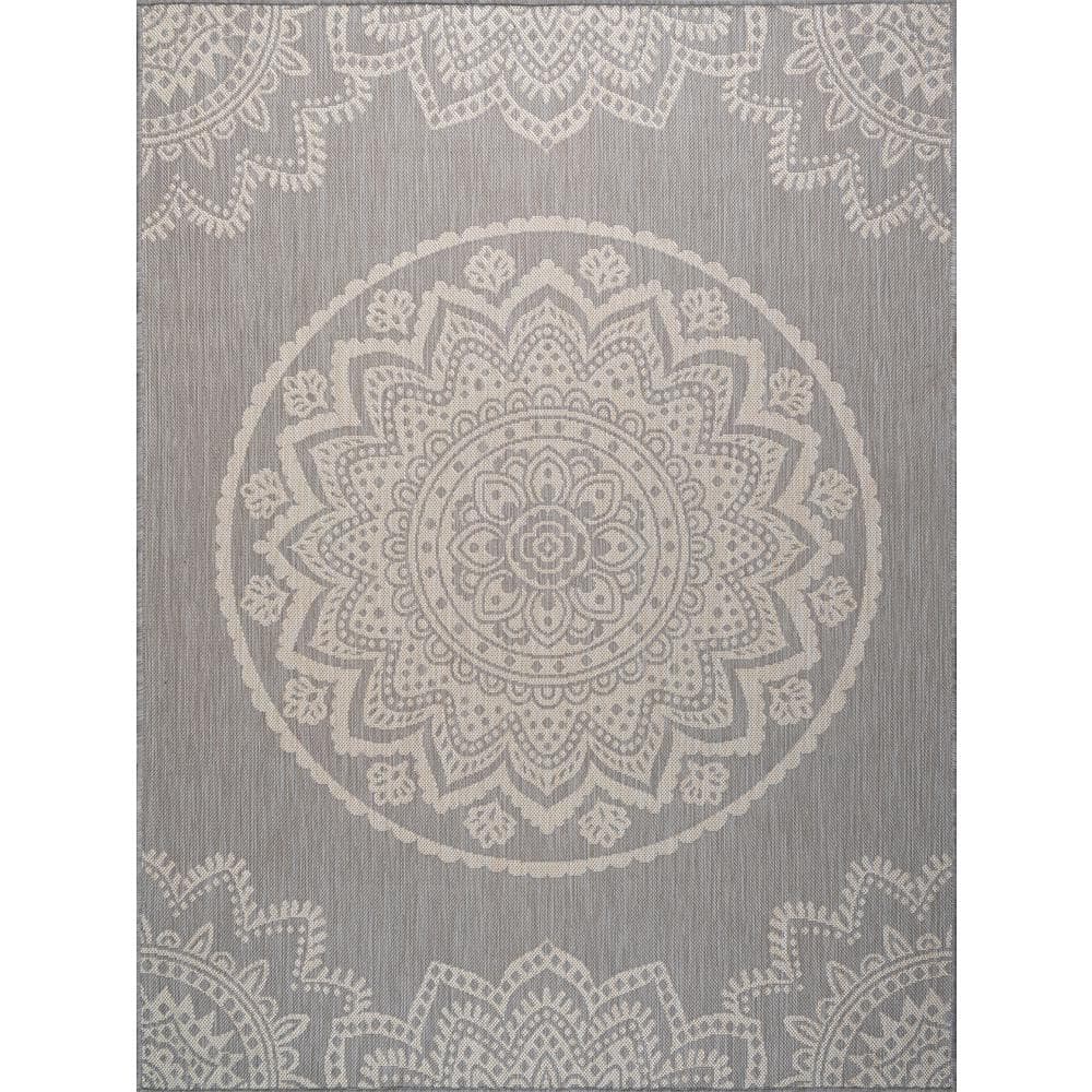 CAMILSON Harmon Bordered Outdoor Rug Dark Grey 5' x 7