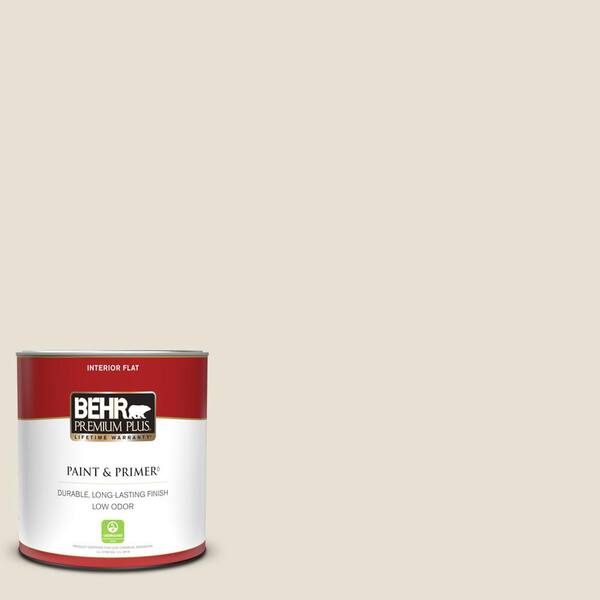 BEHR PREMIUM PLUS 1 qt. #MQ3-13 Crisp Linen Flat Low Odor Interior