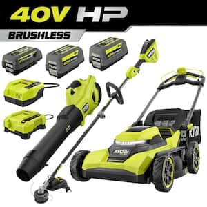 40V HP Brushless 21 in. Cordless Battery Walk Behind Self-Propelled Mower, Blower & Trimmer-(3) Batteries & (2) Chargers