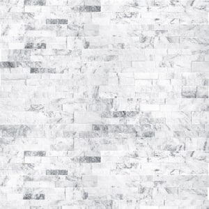 Arabescato Carrara Splitface Ledger Panel 6 in. x 24 in. Marble Wall Tile (6 sq. ft./case)