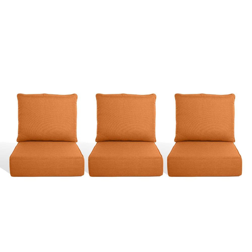 PlushCore 22 in. x 24 in. x 6 in. 6-Piece Deep Seating Outdoor Couch Thick Cushion Set in Orange (3-Set) price history on PriceWatchPro