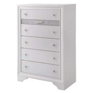 SignatureHome Finish White Material Wood Watson Chest with 6-Drawers Dimensions: 17"W x 35"L x 52"H