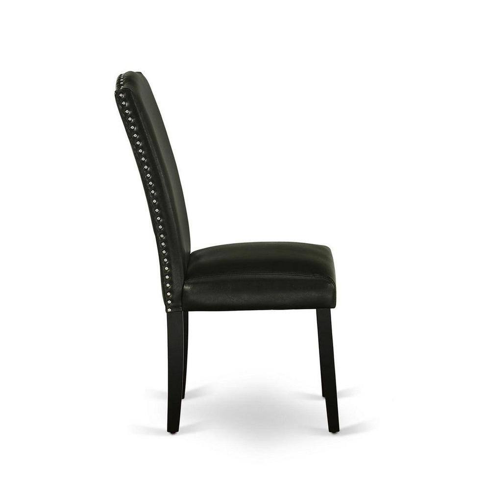 Renaissance Romance 5-Piece Black Round Dining Set with PU Leather Chairs