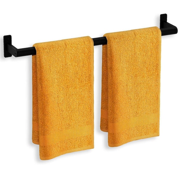 Aoibox 1-Piece 24 in. Wall Mounted Towel Rack in Black, Rustproof Double Towel Holder for Bathroom, Space-Saving Hanger