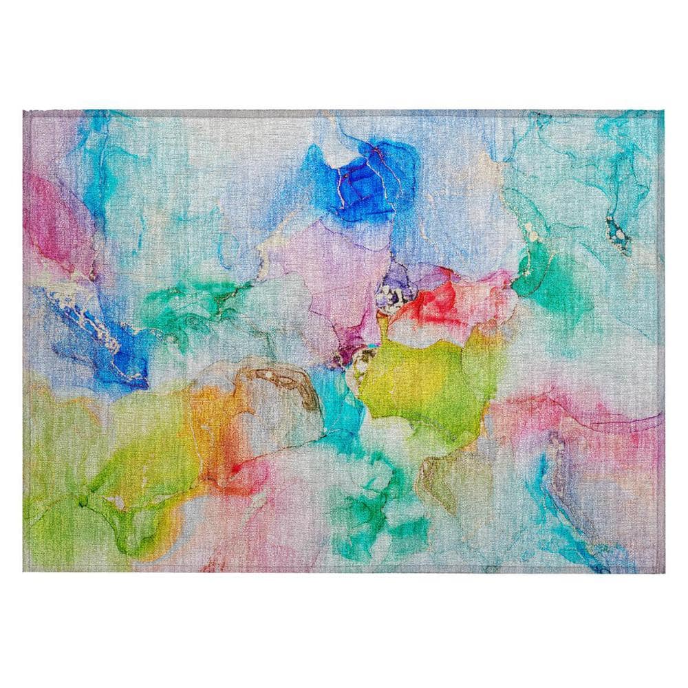Blue 2 ft. x 3 ft. Woven Abstract Polyester Rectangle Indoor/Outdoor Area Rug price history on PriceWatchPro