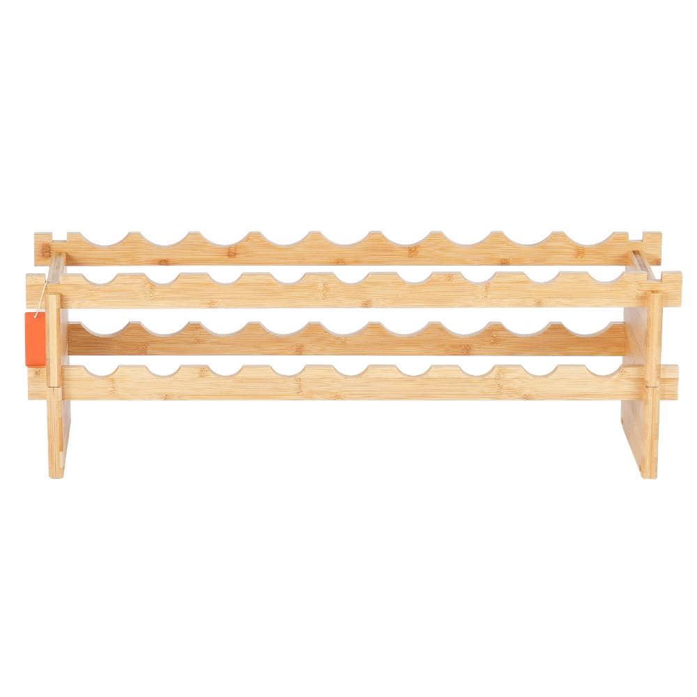 COWLOWN 18 Bottle Stackable Modular Wine Rack Bamboo Wood Display Shelf ...