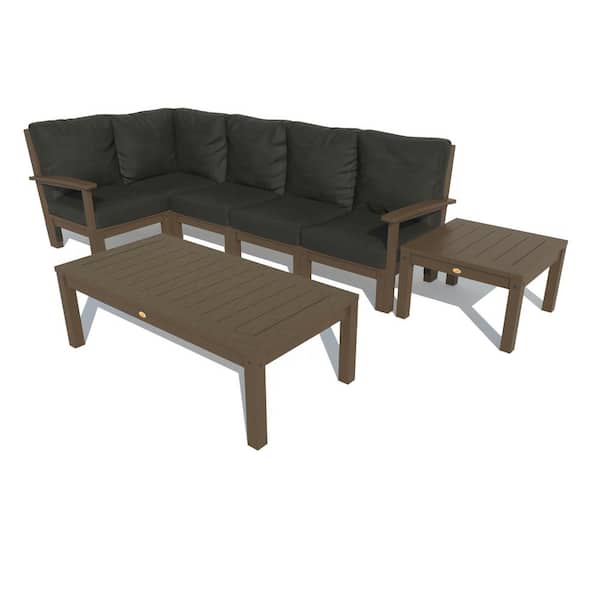 Highwood Bespoke Deep Seating 7-Piece Plastic Outdoor Sectional Set, Conversation Table, Side Table with Cushions