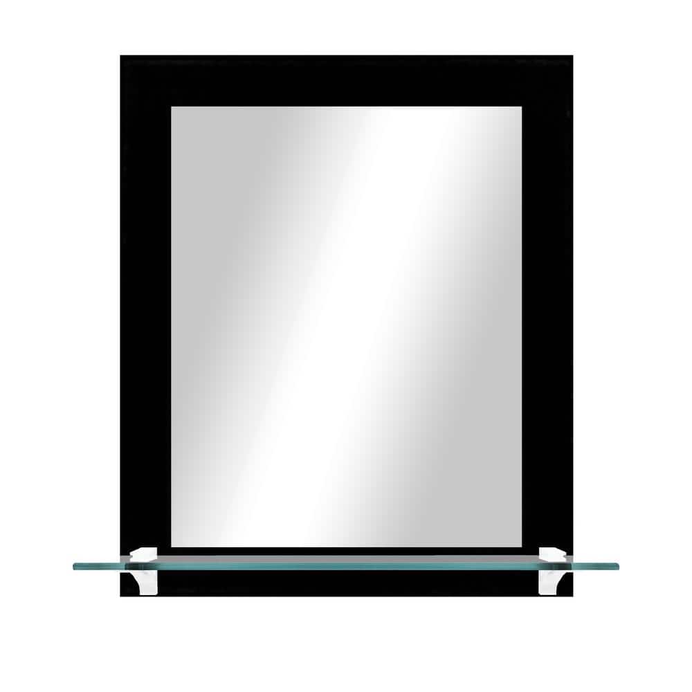 21.5 in. W x 25.5 in. H Rectangle Black Vertical Mirror With Tempered Glass