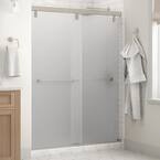 Mod 60 in. x 71-1/2 in. Frameless Soft-Close Sliding Shower Door in Nickel with 1/4 in. Tempered Frosted Glass