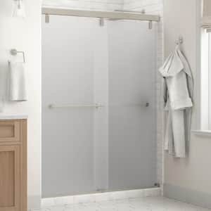 Mod 60 in. x 71-1/2 in. Frameless Soft-Close Sliding Shower Door in Nickel with 1/4 in. Tempered Frosted Glass