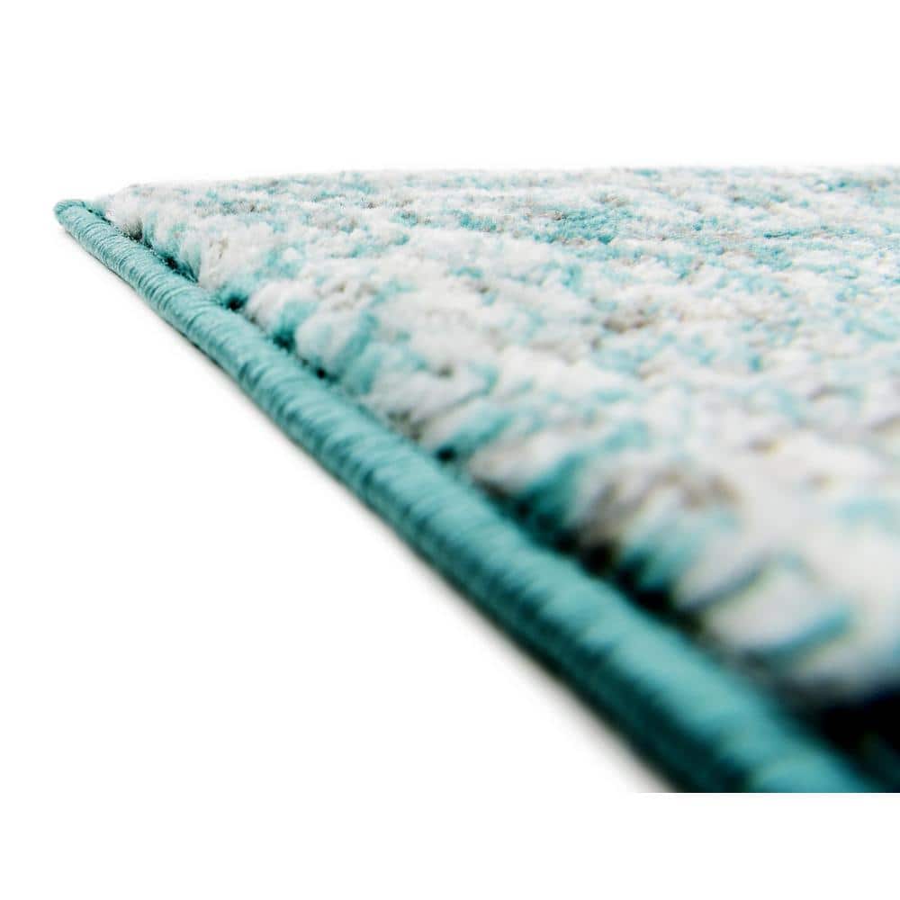 Turquoise Rectangular Synthetic Stain-Resistant Area Rug