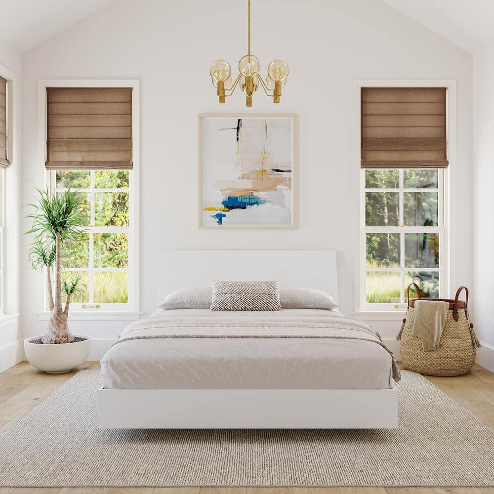 Paris Queen White Floating Platform Bed with Lateral Storage Headboard