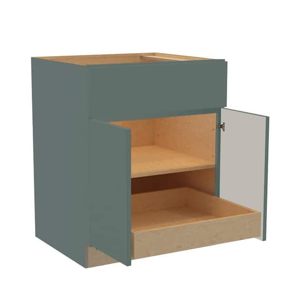 Home Decorators Collection Hargrove 27 in. W x 24 in. D x 34.5 in. H Assembled Plywood Base Kitchen Cabinet in Verdant Green with 1ROT Soft Close