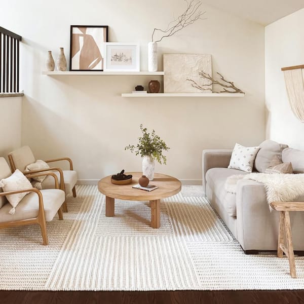 Skye Modern High-Low Ivory 6 ft. x 6 ft. Indoor Square Rug