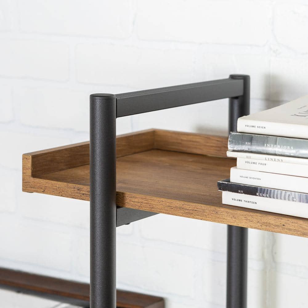 Adjustable Black Wood 36" Urban Etagere Bookshelf with 5 Shelves