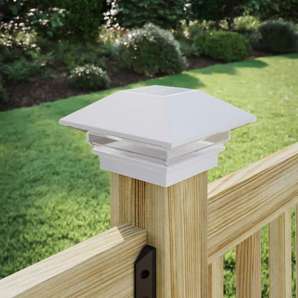 4 in. x 4 in. White Plastic Solar Post Cap (6-Pack)