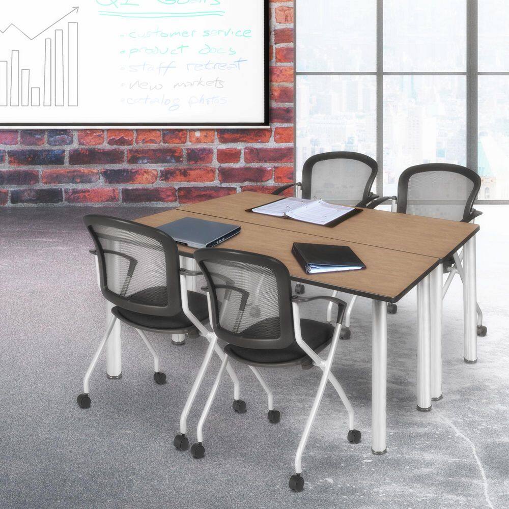 Kee 72 in x 24 in. Noble Oak Top Training Table Desk, Chrome Legs & 2 Cadence Nesting Chairs price history on PriceWatchPro